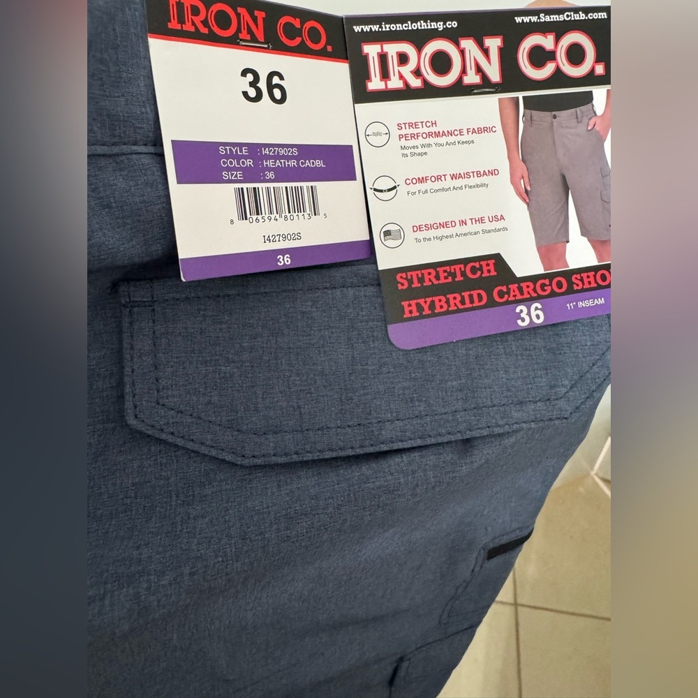 Iron Clothing Co. Men’s Stretch Hybrid Cargo Shorts - Picture 2 of 3